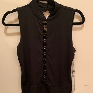 NWT Open-Center Bodysuit with Gold Rings